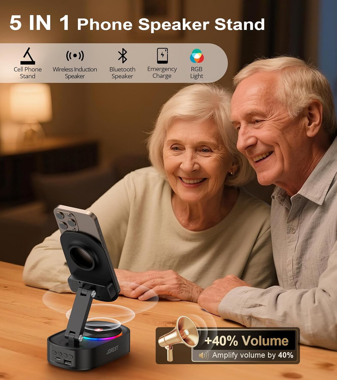 Wireless Induction Speaker,Cell Phone Stand with Bluetooth Speaker,Valentine's Gifts for Older Men Women Teenage Boy,Ampilifer Gadget Foldable with iPhone/Ipad,Birthday Gift for Dad Father
