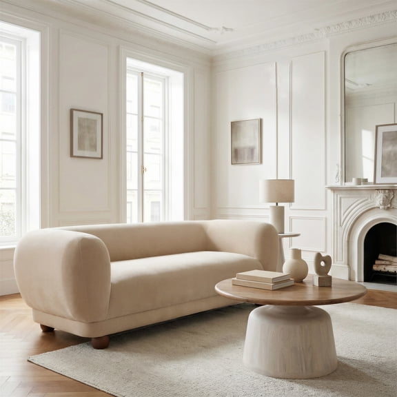 Goblet Coffee Table Brown & White Coffee Table, Modern Style, Mango Wood round shape tabletop, Mango Wood, Indoor Living