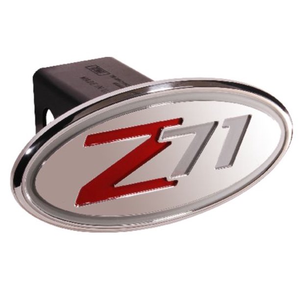 Chevy Z71 (20012005) Silver & Red Oval 2 Inch Billet Hitch Cover