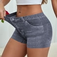 thumbnail image 2 of Womens Faux Denim Shorts Stretchy Butt Lifting Y2K Mini Jean Shorts Plus Size Booty Jegging Shorts for Curvy Ladies, 2 of 7