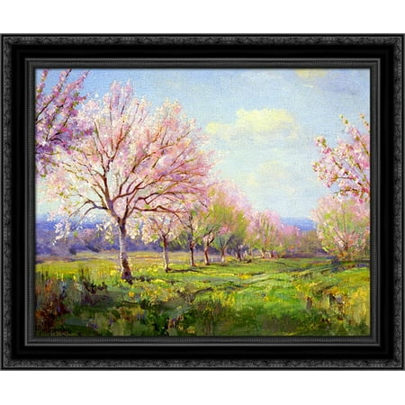 Peach Orchard on Mavericks Farm 24x20 Black Ornate Wood Framed Canvas Art by Onderdonk, Robert Julian