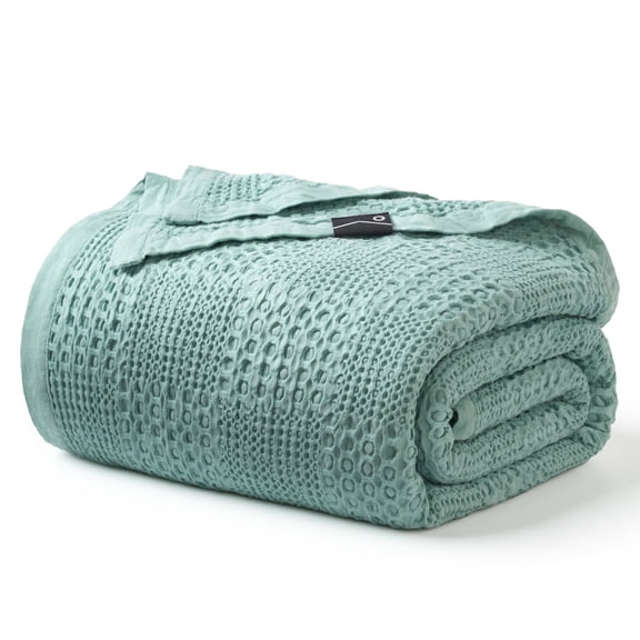 Joyfy Waffle Blanket - Turkish Cotton Soft Sage Green Blanket