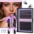 thumbnail image 2 of Kit De Extensión De Pestañas,144 Pestañas Individuales 8-16mm Pinzas Pestañas En Racimo Maquillaje para Mujeres, 2 of 5