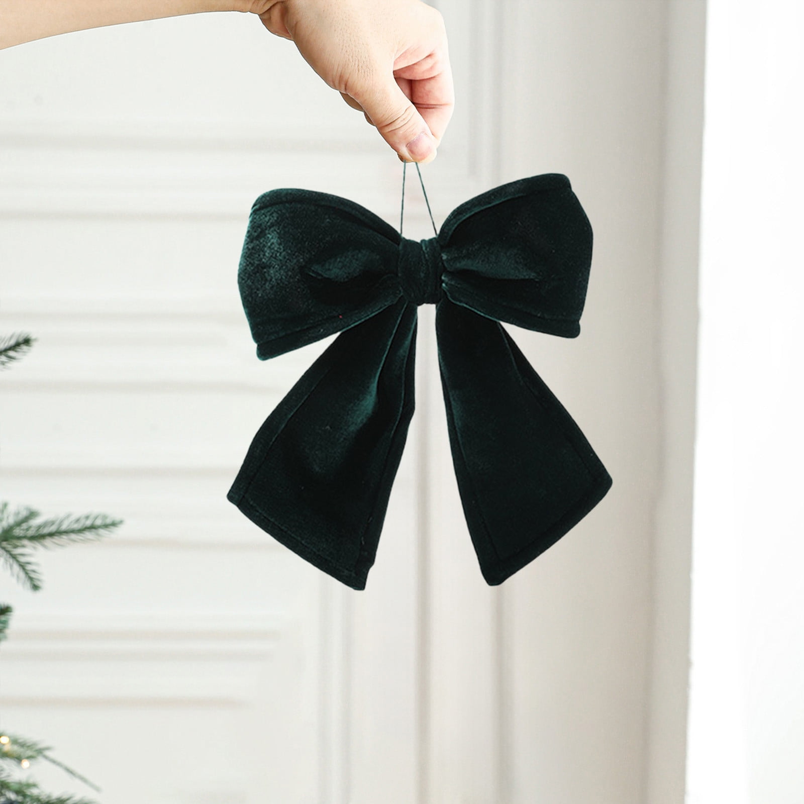 Velvet Bows For Christmas Tree,Green Velvet Wreath Bows,Small Christmas Bows Xmas Decorative Ties,3PC Bow Ornaments Wreaths Twist-Tie Bows for Gift-Wrapping,Festive Winter Decor,Home Party(Green)