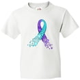 thumbnail image 3 of Inktastic Suicide Prevention Ribbon with Blue and Purple Hearts Youth T-Shirt, 3 of 5