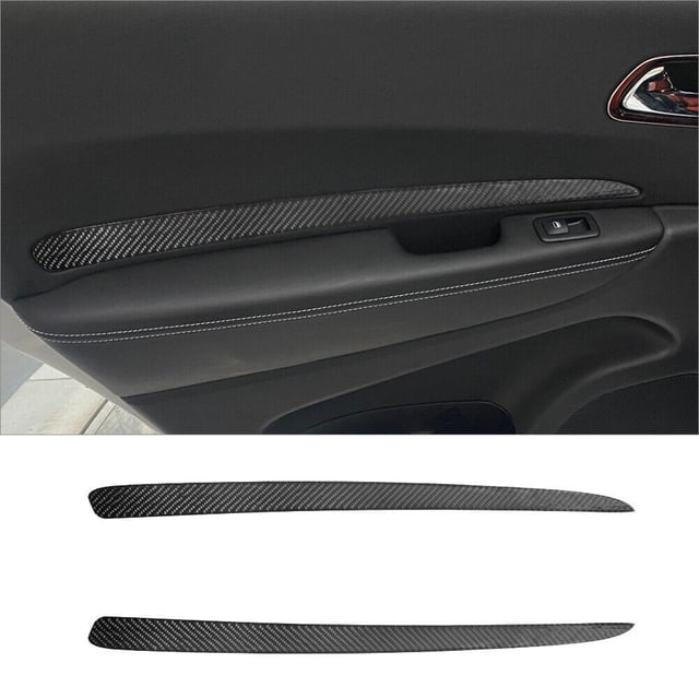Real Bright Soft Car Interior Carbon Fiber Sticker Decoration2Pcs Carbon Fiber Interior Rear Door Panel Cover For Dodge DurangoAuto Car Protection Interior Accessories