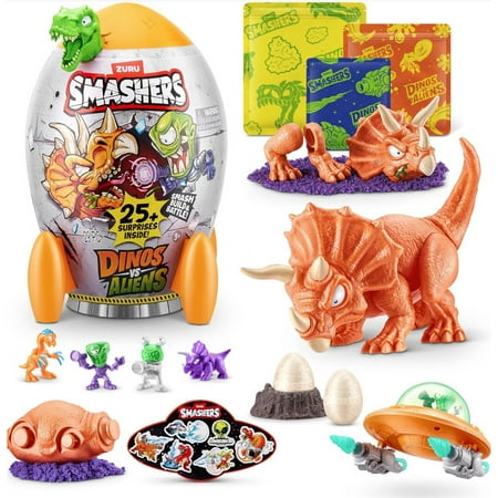 Zuru Smashers Dino vs Aliens Medium Triceratops Spinosaurus T-REX Smashable Egg Toy for Boys Kids