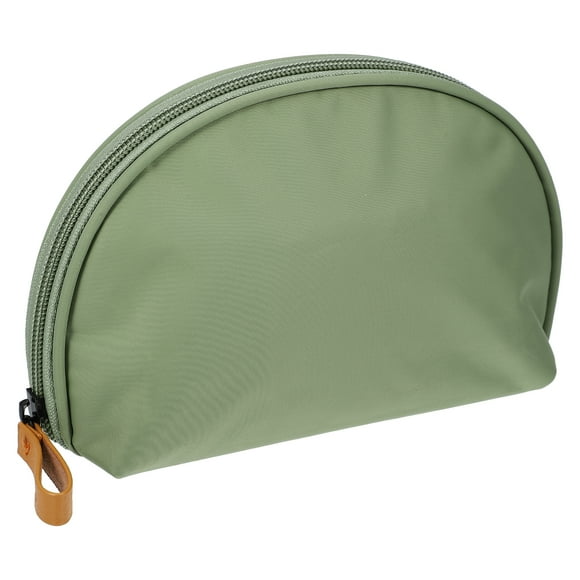 Bolsa de maquillaje Unique Bargains cosmética de media luna Verde oscuro Beige 18.5x12x6.5cm