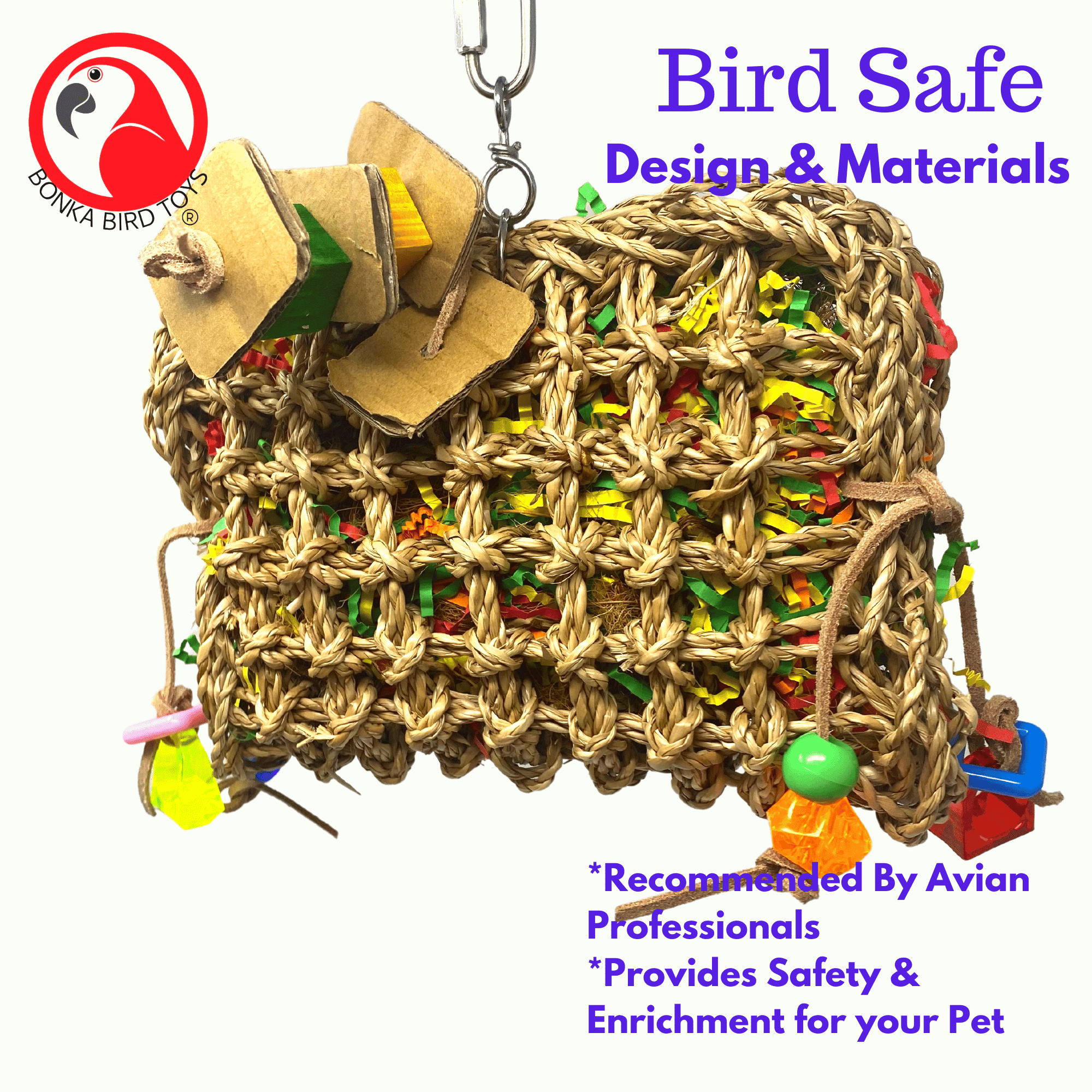 Bonka Bird Toys 2909 Large Seagrass Purse Natural Foraging Chew Bird Toy