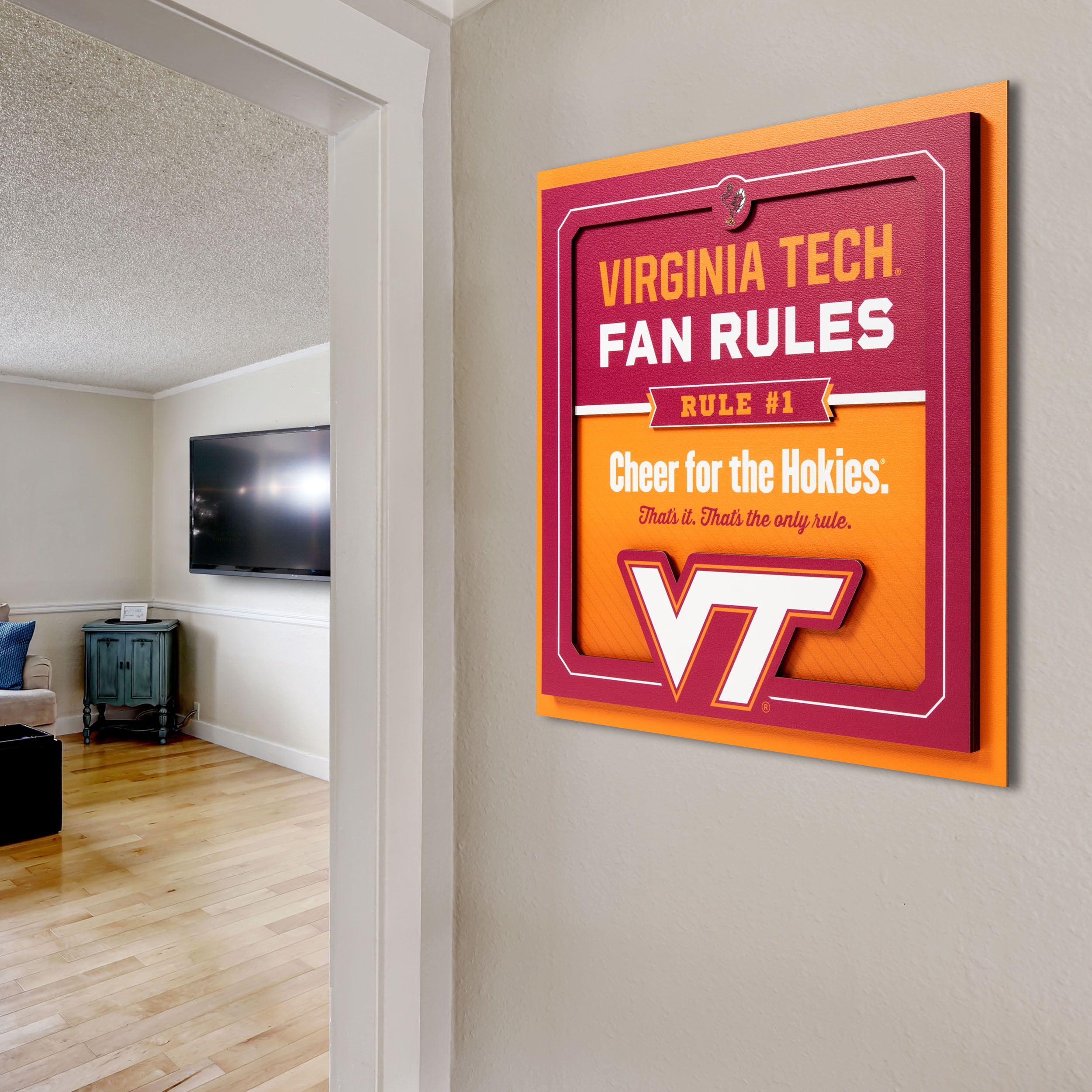 YouTheFan NCAA Virginia Tech Hokies Fan Rules 3D Wall Art