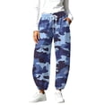 thumbnail image 2 of Mifsaly Barrel Leg Sweatpants Women Camo Graphic Jogger Pants Drawstring Elastic Waist Baggy Lounge Pants Comfy Tapered Jogging Trousers for Daily Outdoor Blue,M, 2 of 9