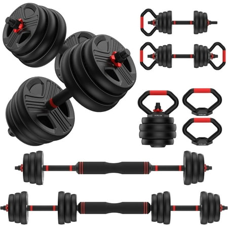 70lbs Free Weight Set with Connector 6 in1 Dumbbells Set Used as Barbell Kettlebells Push up Stand Fitness Exercises for Home Gym Suitable Men/Women