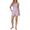 thumbnail image 2 of INSPIRE CHIC Womens Ruffle Trim Pajamas Set Ruffled Camisole Tank Top and Shorts Sleepwear 2 Pcs M Purple, 2 of 6