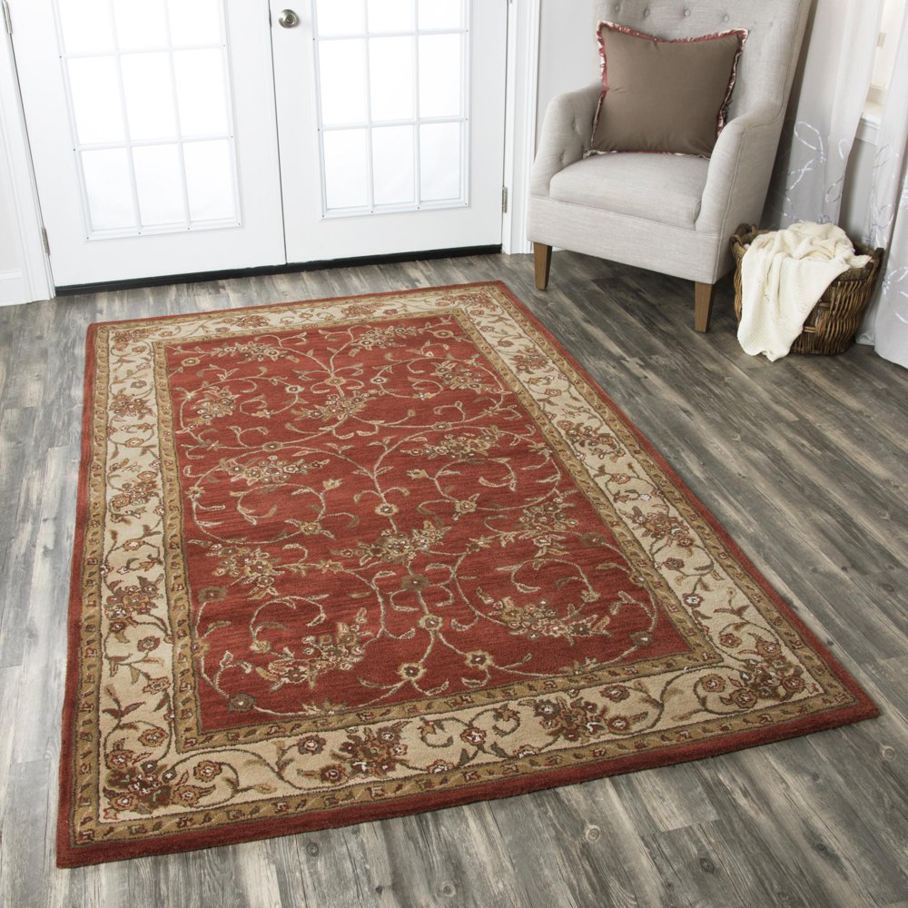 Rizzy Home CF0816 red 10' Round HandTufted Area Rug