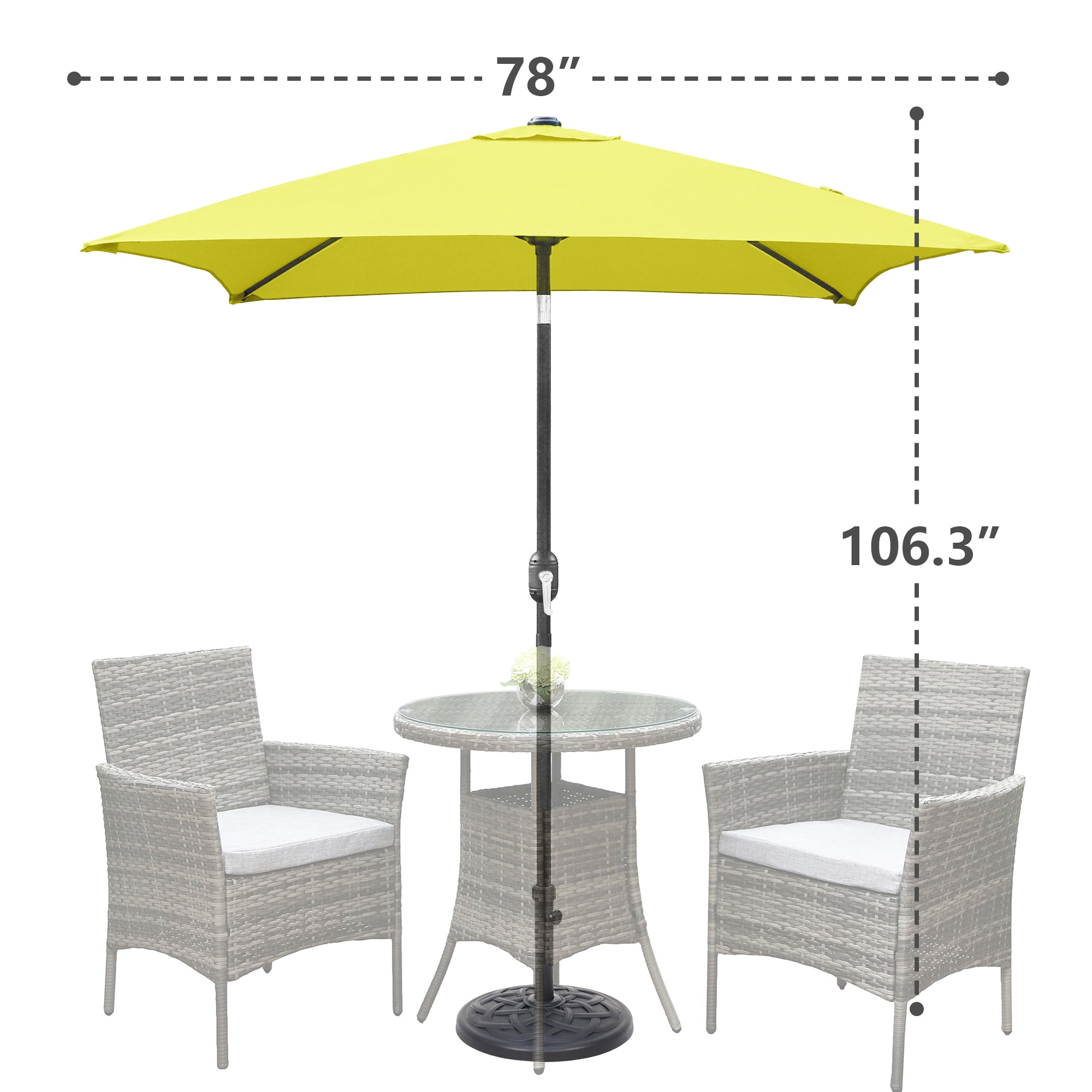 Abble 6.5FT Square Outdoor Patio Umbrella with Push Button Tilt and Crank Handle, Market Umbrella for Garden Deck Backyard Pool, Yellow