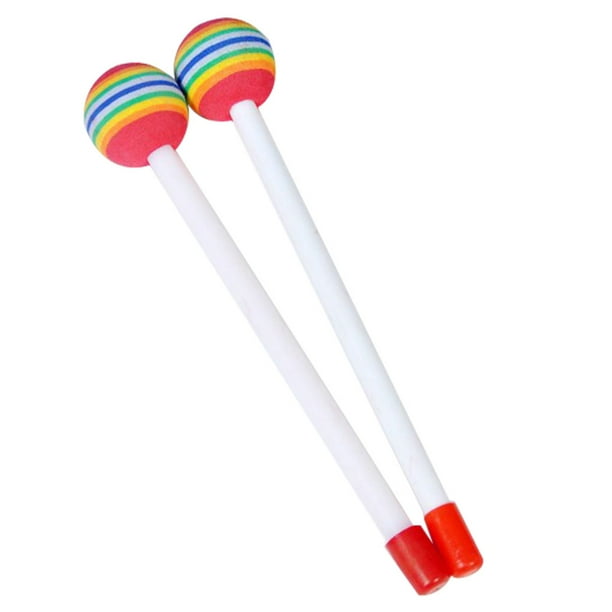 Sonducket Baquetas seguras de borde de línea suave de madera para juguete de percusión, mazos, baquetas, de juguete Accesorios para instrumentos musicales Arcoíris