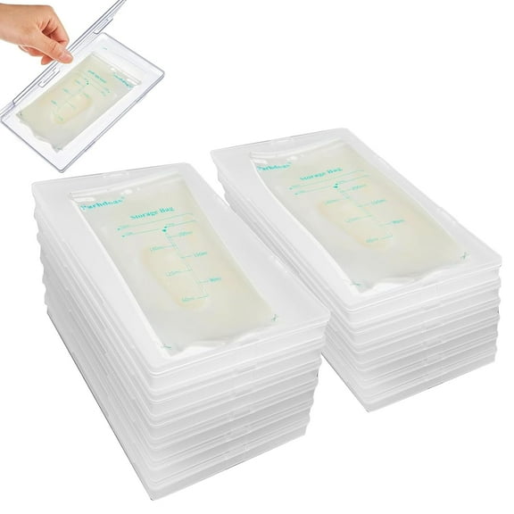 12 Pcs Clear Flat Breast Milk Freezer Storage Organizer Space Saving Breastmilk Storage Breastmilk Freezer Tray Breastfeeding Bag Organization, 7.87 x 4.72 x 0.67 in