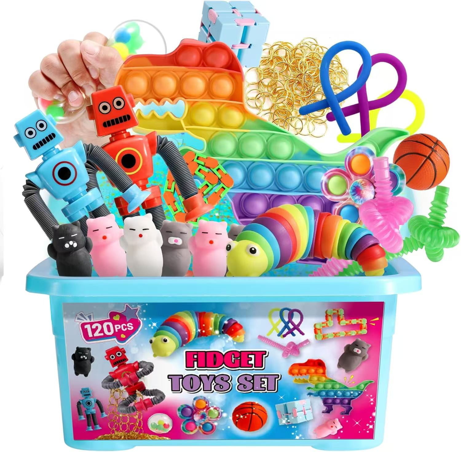 Lot De 4 Pop It XXL Arc-en-ciel – Jouet Sensoriel Anti-stress En Silicone – Pour Enfants Et Adultes
