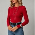thumbnail image 2 of BODOAO Women's Crewneck Sweater Long Sleeve Ribbed Knit Pullover Fitted Lightweight Soft Warm Cozy Casual Fall Winter Tunic Top for Women Fashion Everyday Wear Red S, 2 of 4