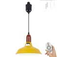 thumbnail image 1 of FSLiving Adjustable Height J Type Track Lighting Macaron Yellow Burly Wood Lamp Industrial Stytle with Smart 7W LED Bulbs by Remote, 2200K-6500K Track Mount Decorate for Dinning Table Top 4 Ft, 1 of 9