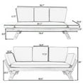 thumbnail image 3 of Wood Patio Convertible Couch Sofa Bed with Adjustable Armrest, Outdoor Daybed with Cushion & Pillow, Folding Chaise Lounge Bench Ideal for Porch Courtyard Poolside, Brown Finish+Gray Cushion, 3 of 13