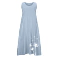 thumbnail image 6 of Xcmzpl Women's Linen Dress Sleeveness Loose Dresses Casual Boho Floral Midi Dress with Pockets Plus Size Scoop Neck Tank Dresses, 6 of 6