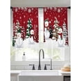 thumbnail image 3 of Semi Sheer Window Curtains 54 Inches Long, Red Christmas Rod Pocket Voile Silky Chiffon Curtain Treatment Drapes for Kitchen, Living Room, Snowman Xmas Tree Winter Snowflake 52"x54", 2 Panels, 3 of 9