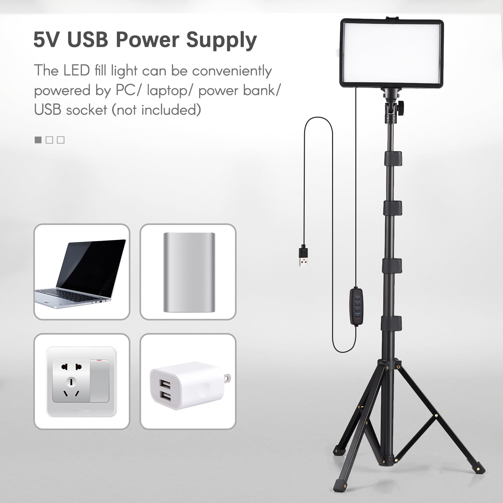 Light 2 Pack USB LED Video Lights Kit Bi-Color Temperature Fill Lights 10-Level Brightness With Light Stands Color Filters For Video Conference Lighting Live Streaming Video