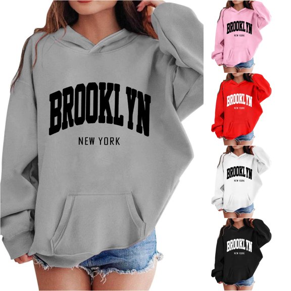 JAJAHO Hoodies For Girls Brooklyn Sweatshirt Oversized Long Sleeve Fall Winter Pullover Tops, Sizes 3-12Y