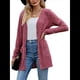 thumbnail image 2 of Cárdigan de Punto Suave para Mujer, Moda Otoño 2025, Abrigo de Larga Abierto con Bolsillos. Rojo Vino S, 2 of 10