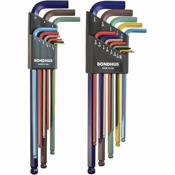 Bondhus BH69600 Ball End Double Pack L-Wrench Set with Color Guard - 22 Piece