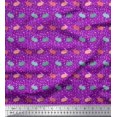 thumbnail image 1 of Soimoi Purple Cotton Poplin Fabric Rabbit Animal Print Sewing Fabric Yard 42 Inch Wide, 1 of 3