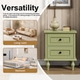 thumbnail image 2 of Eclife Set of 2 Nightstand 2 Drawers Wood Mid-Century Modern Bedside Table for Adult Bedroom, Retro Green, 2 of 8
