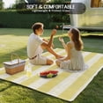 thumbnail image 4 of Yellow Striped Outdoor Rug 5x7 Ft - Reversible Patio Rug Outdoor Camping Rugs, Farmhouse Vintage Stripes Washable Indoor Outdoor Area Rugs, Non-Slip Outdoor Carpet Runner for Deck/Porch, 4 of 8