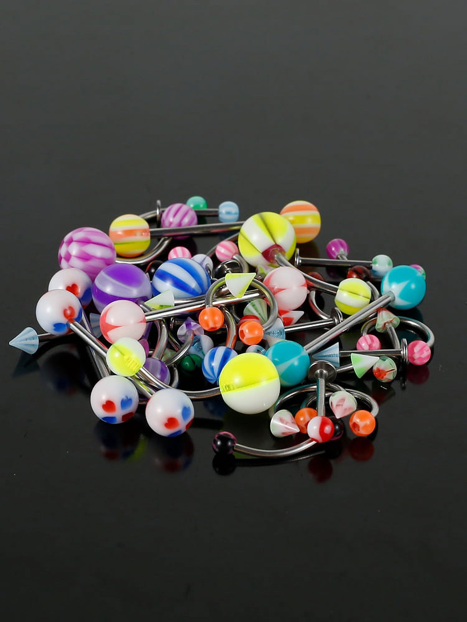 10 Piercings Langue Plastique Transparents 14G - Barre Droite 14mm, Acrylique Souple - Pour Voyage, IRM, Fêtes - 6