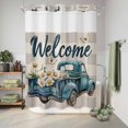 thumbnail image 6 of No Hook Shower Curtain, Daisy Butterfly Shower Curtains for Bathroom with See Through Top Window, Blue Floral Truck Pastoral Grey Check Waterproof & Washable Bath Curtain Extra Long 72"x96", 6 of 9