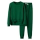 thumbnail image 1 of EQWLJWE Conjunto de dos piezas para mujer, sudadera holgada de manga larga con cuello redondo y pantalones deportivos con cordón, para uso diario, color verde (S-2XL), 1 of 4