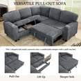 thumbnail image 4 of Howcool Modular Sectional Sleeper Sofa, 81" L-Shaped Oversized Cloud Couch with Pull-Out Bed, 5-Seat Corduroy Sofa with Storage Chaise, USB Charging and Cup Holders for Living Room Apartment,Gray, 4 of 12