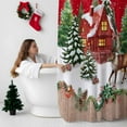 thumbnail image 5 of Christmas Bathroom Shower Curtain Reindeer Sled Cottage Trees Plants Snowflakes Red Wood Waterproof Washable Shower Curtains for Bathtub Bath Decor with Grommets and Hook 72 X 84 Inch, 5 of 8