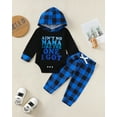 thumbnail image 2 of Newborn Baby Boys Clothes Newborn Boys 2PCS Romper Outfits Set Letter Print Newborn Boys Long Sleeve Hoodie Top Pants Set Blue, 2 of 8
