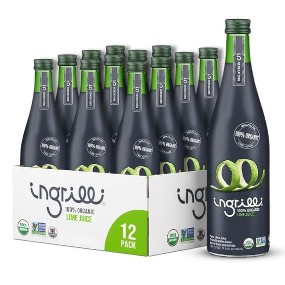 (Pack Of 12) Ingrilli Lime Juice Organic 16.9 Fo