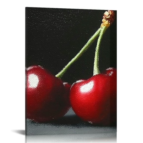ZFLMY Cherries Wall Decor Modern Canvas Prints for Home Bathroom Bedroom Office, Ready to Hang Art 12x16in