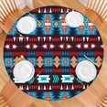thumbnail image 2 of Blue and Orange Geometric Boho Pattern Round Fitted Tablecloth with Elastic Edge,Dining Table Cover Waterproof,Outdoor Round Tablecloth for Camping,Dining,Indoor and Outdoor, 2 of 7