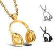 thumbnail image 3 of Stylish Stainless Steel Earphone Pendant Necklace, Men's Style, 3 of 5