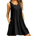 thumbnail image 1 of Femmes Robe Plissée Veste Robe Plissée T-shirt Casual Robe de Réservoir de Poche, Noir, XL, 1 of 7