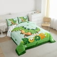 thumbnail image 3 of jejeloiu Cute Cartoon Dinosaur Bedding Comforter Set,Wild Animal Twin Comforter Sets,Green Dino Bedding Set For Boys Kids,Breathable Home Decor Reversible,2 Pieces, 3 of 8