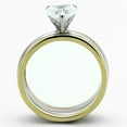 thumbnail image 3 of Three Tone IP Gold & IP Rose Gold & High Polished) Stainless Steel Ring with AAA Grade CZ in Clear for Women Clear Stone Color Style TK1274 Size 10, 3 of 4