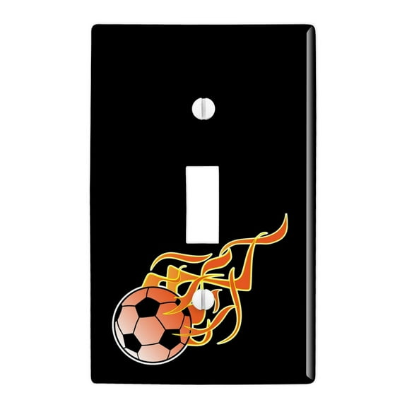 Soccer Ball Football Cartoon Flames Plastic Wall Decor Toggle Light Switch Plate Cover