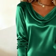 thumbnail image 6 of Stamzod formal Wedding Guest Dress Womens Long Sleeve Elegant Party Dress Summer Satin Dresses for Women Green M, 6 of 7