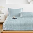 thumbnail image 6 of Twin Sze Fitted Sheet Set - Coastal Blue 2 Piece Bedding Sets 16" Deep Pocket Fitted Sheet with 1 Pillowcase, Modern Bohemia Simple Plants Lines Pattern Brushed Microfiber Hotel Luxury Bed Sheets, 6 of 9